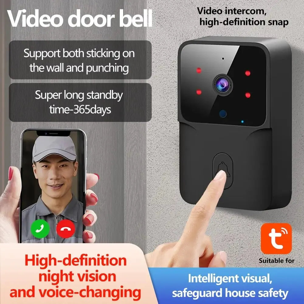Tuya WiFi Video Doorbell Wireless HD Camera PIR Motion Detection IR Alarm Security Smart Home Door Bell WiFi Intercom for Home