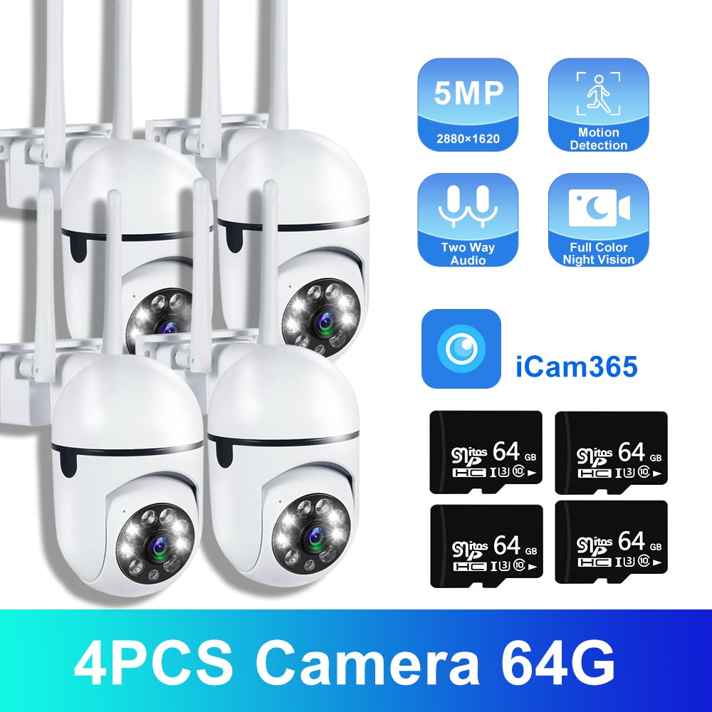 5MP Wifi Camera IP Outdoor 4X Zoom 5G Wireless Security Protection Monitor AI Smart Tracking Surveillance Cameras Two-way Audio