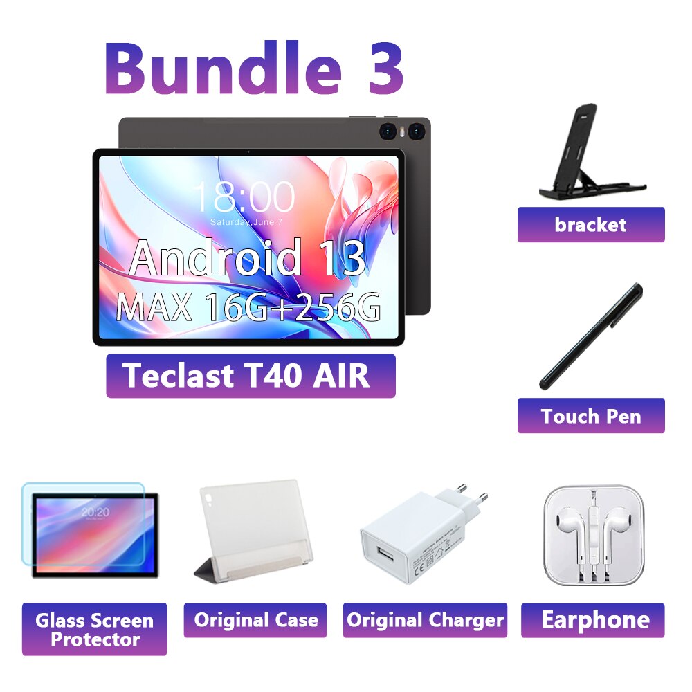 【NEW】Teclast T40 AIR Tablet MAX 16GB+256GB 10.4" Android 13 2000x1200 UNISOC T616 Octa Core 4G Network Type-C 18W Fast Charging