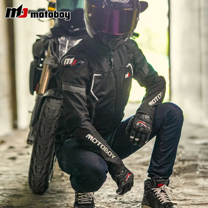 Motoboy Motorcycle Summer Cycling Suit, Racing Motorcycle Suit, Men's Anti Fall Breathable Mesh Cycling Knight Equipment