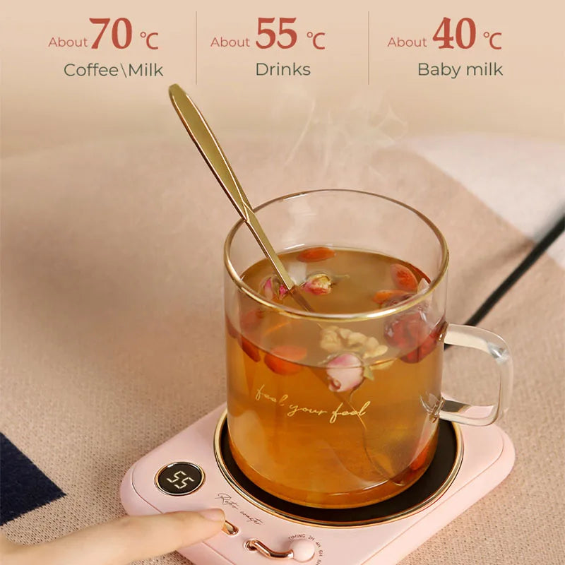 Portable Cup Warmer 110-240V Smart Electric Coaster with 3 Temperature Setting for Glass Teapot Coffee Mug Ceramics Water Bottle