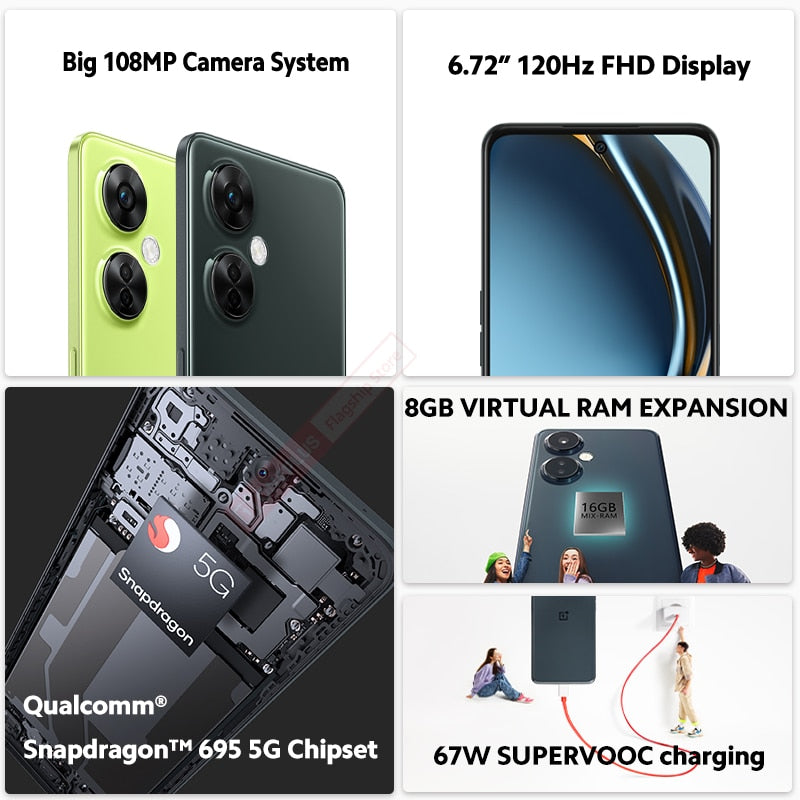 Global Version OnePlus Nord CE 3 Lite 5G 8GB 128GB 2400 x 1080 108MP 67W SUPERVOOC Snapdragon 695
