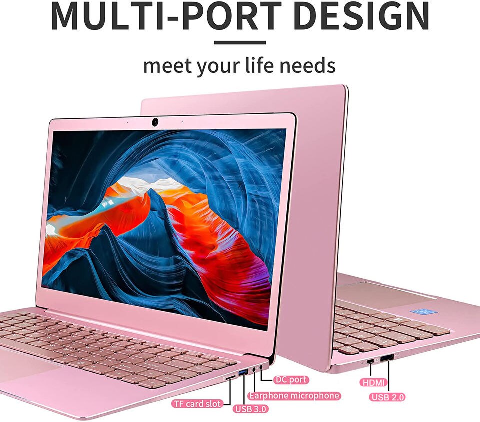 CRELANDER Pink Laptop 14 Inch Intel J4125 Processor 8GB DDR4 Windows 10 Metal Notebook Computer PC Portable Laptop For Student