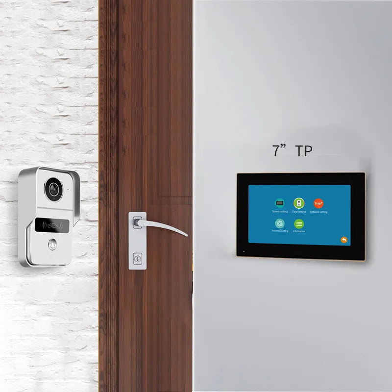 TUYA 1080P 10 Inch 7 Color Touch Screen Wireless Wifi Video Doorbell Smart APP Home Intercom Kit for RFID Access Control System