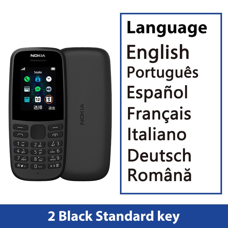 New and Original Nokia 105 2G Feature Push-button Phone 1.77" Display 4MB Storage 800mAH Battery Long Standby Flashlight Radio