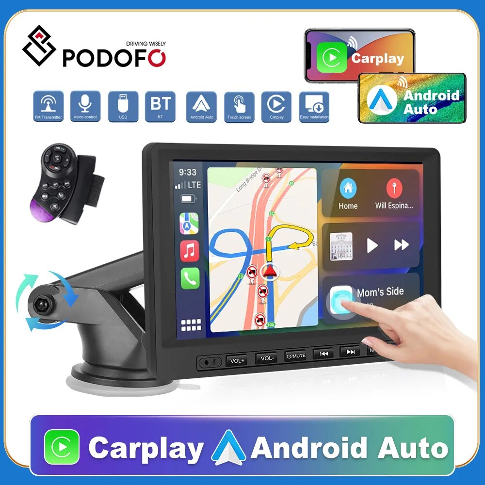 Podofo Universal 7'' Car Radio Carplay AirPlay Auto MP5 Player For Nissan Toyota Lada Honda Kia Support Camera