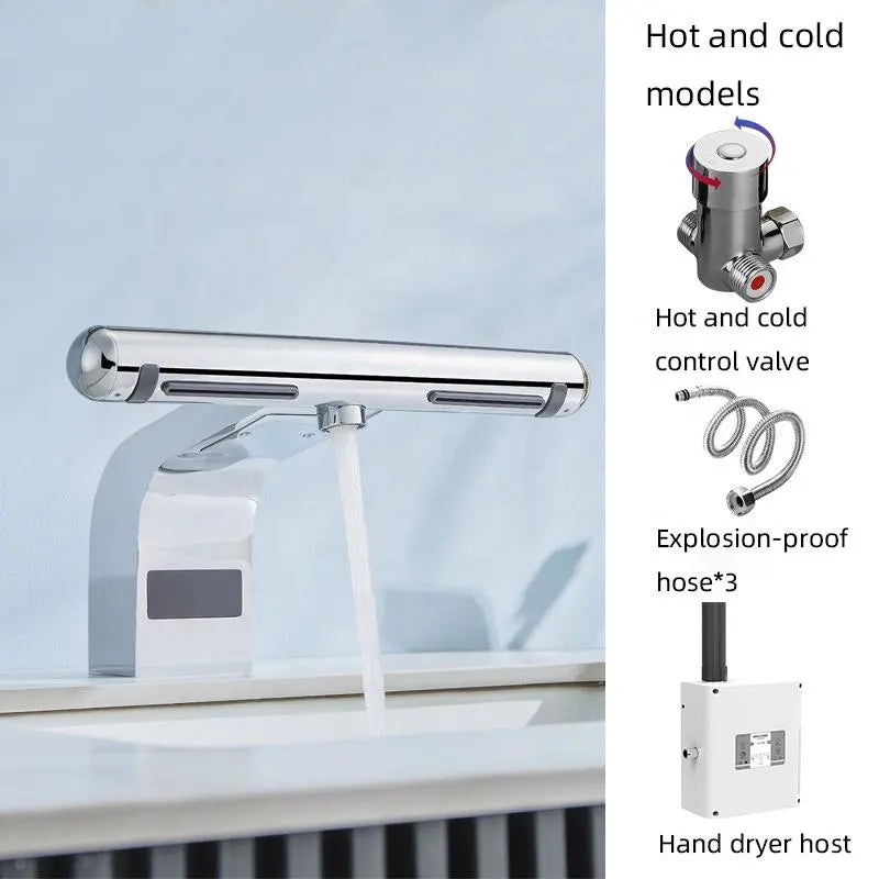 interhasa!  2 in 1 Design Aotumatic Hand Dryer and Sensor Faucet Hot & Cold Basin Tap Jet Air Hand Dryer for Bathroom Hotel
