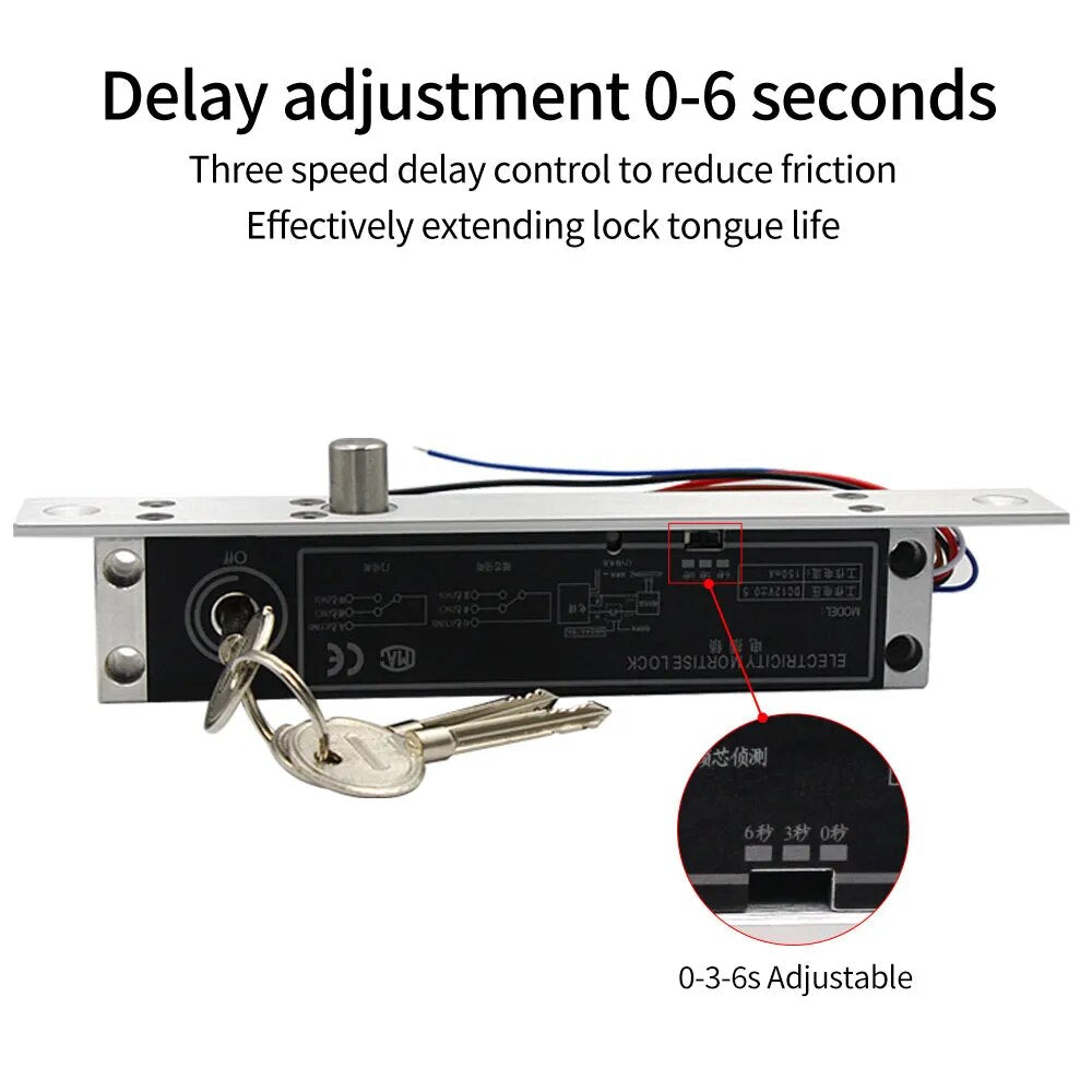 DC 12V Fail Secure Electric Drop Bolt Lock Cylinder Deadbolt Lock With Key Door Contact Output for Home Access Control System