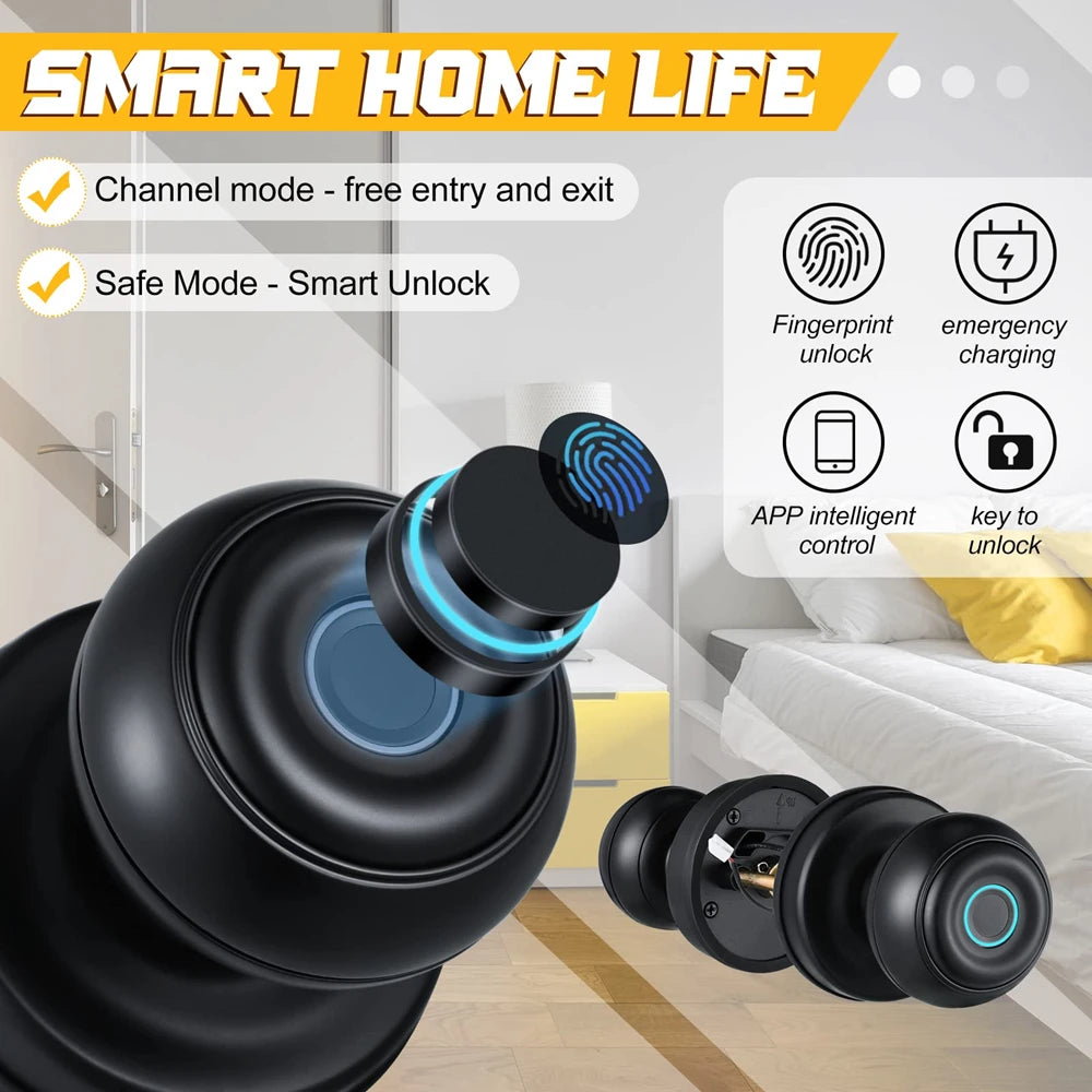 Tuya Smart Home Fingerprint Lock Bluetooth Smart Door Lock Biometric Fingerprint Unlock Keyless APP Control Security Protection