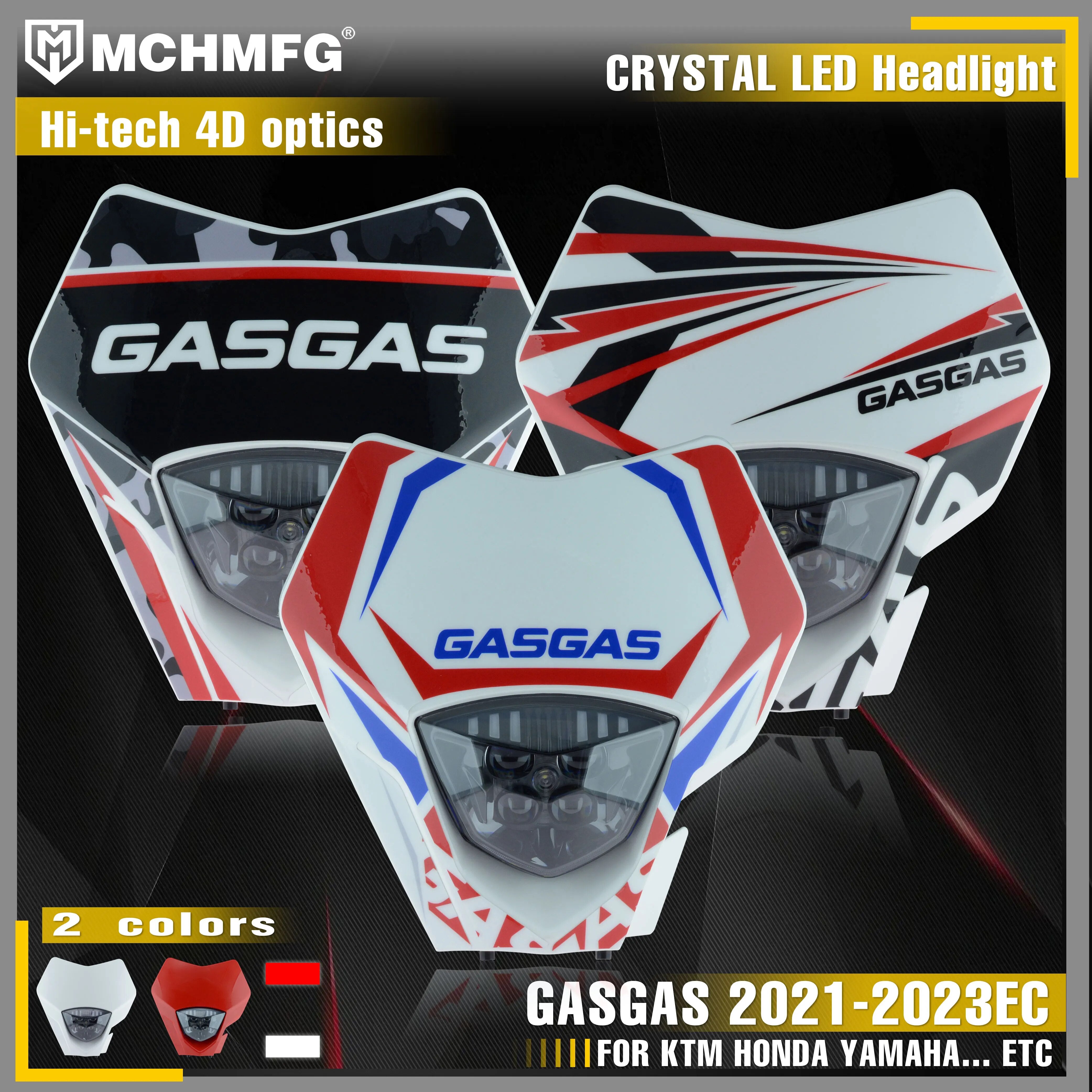MCHMFG Motorcycle Crystal LED Headlight Headlamp For GASGAS 2021-2023 EC 2021 2022 2023 Enduro Motorcycle