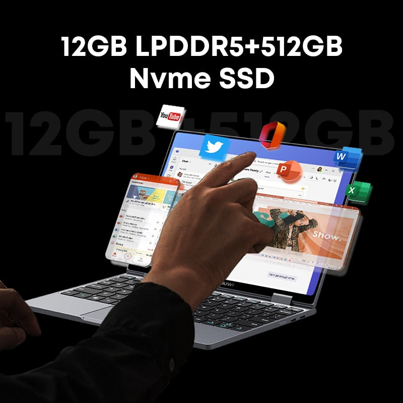 CHUWI MiniBook X Laptop Tablet PC 2 In 1 12GB LPDDR5 512G SSD Intel N100 10.51 Inch FHD IPS Screen 1920*1200 Windows 11 Notebook