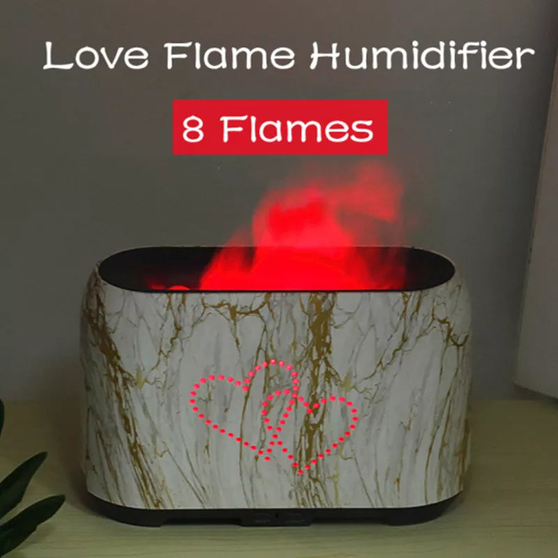 8 Colors Remote Control Flame Effect Air Humidifier Electric Aromatherapy Diffuser Simulation Fire 200ML Flame Humidifier