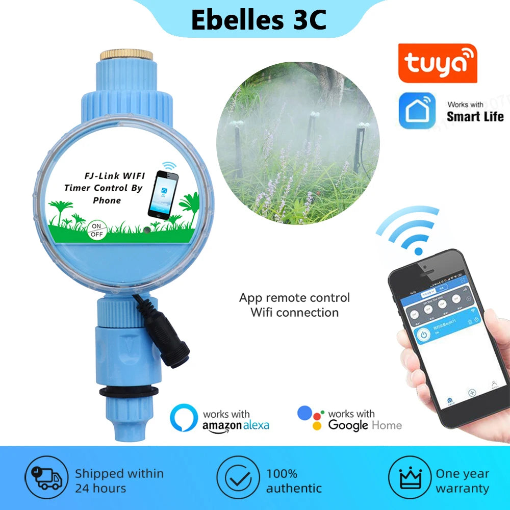 Tuya Smart Garden Watering Timer WiFi Automatic Drip Irrigation Controller Smart Water Valve with APP Remote Control Function