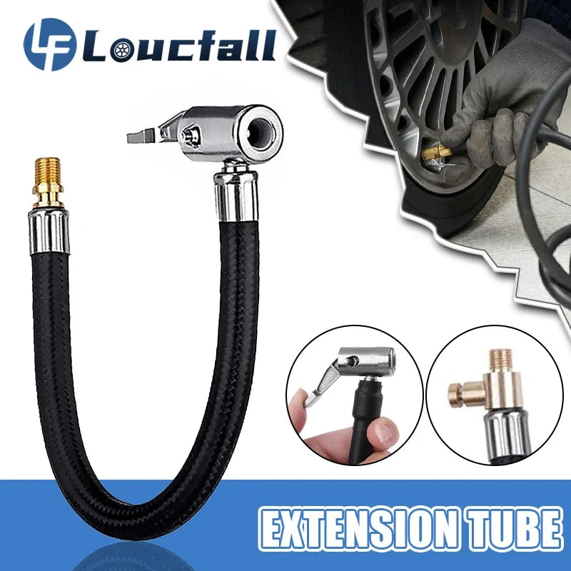 Bike Car Tire Air Inflator Hose Inflatable Pump Extension Adapter Twist Tyre Air Connection Locking Air Chuck Bike Motorcycle
