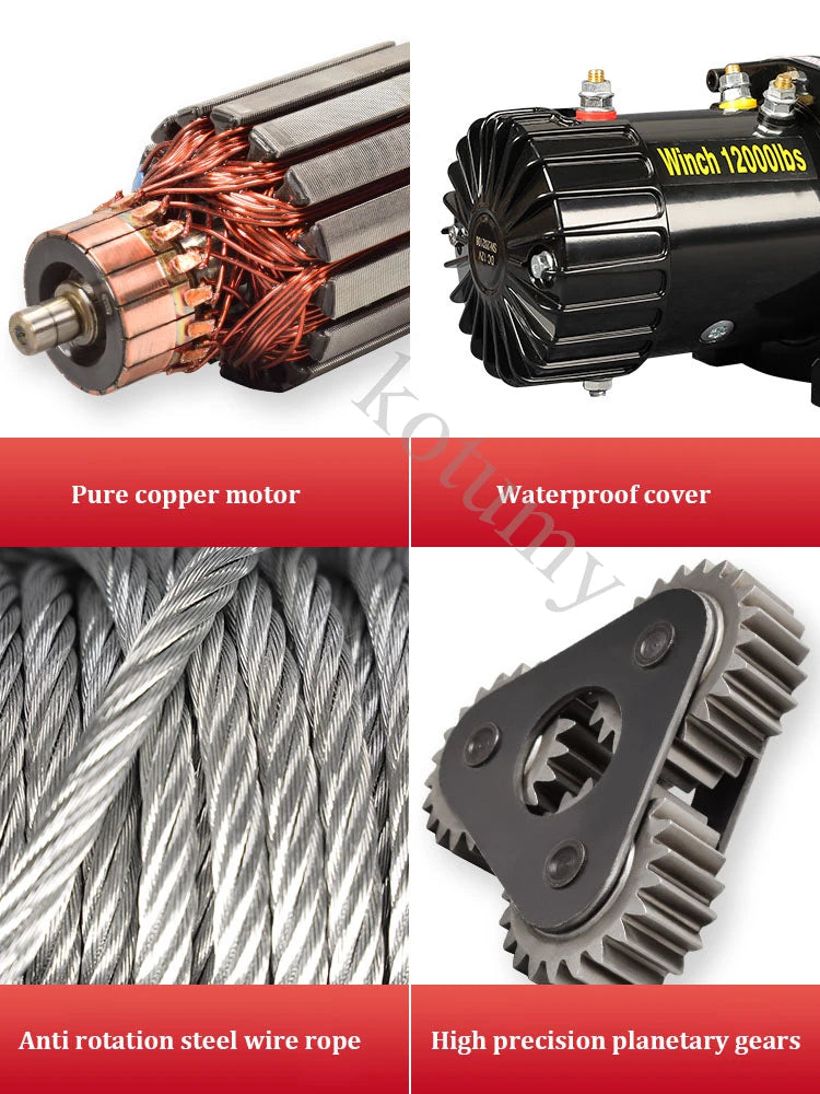 Portable Winch 12V24V Car Electric Winch Car Trailer ATV Truck Off Road with Wireless Control