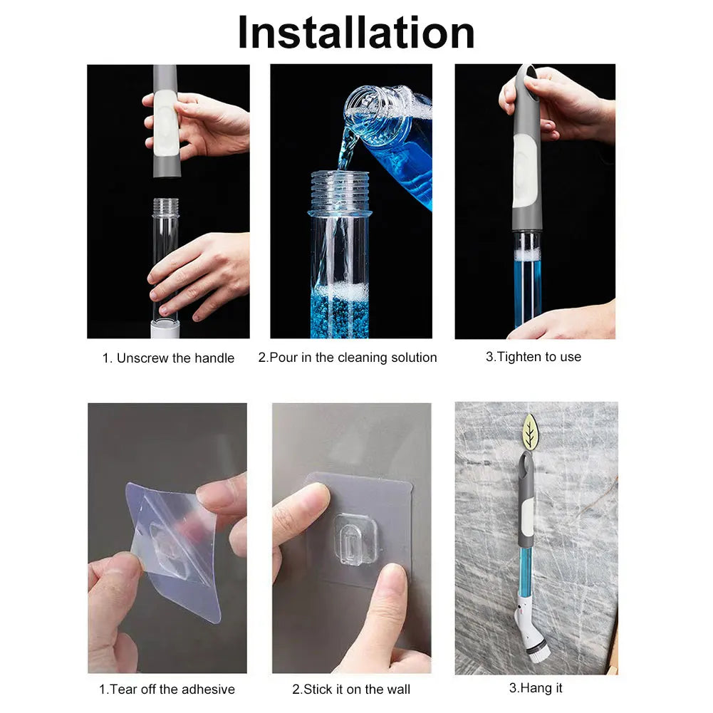 Electric Spin Cleaner Electric Spinning Brush with 6 Replacement Brush Heads Electric Spin Scrubber Handheld Floor Cleaning Tool