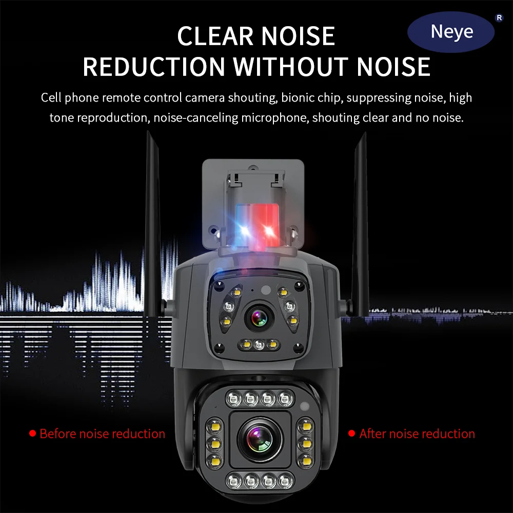 Neye 8MP 4K IP Camera Pan Tilt WiFi Dual Screen Human Body Detection Outdoor Waterproof Safety Video Surveillance Camera