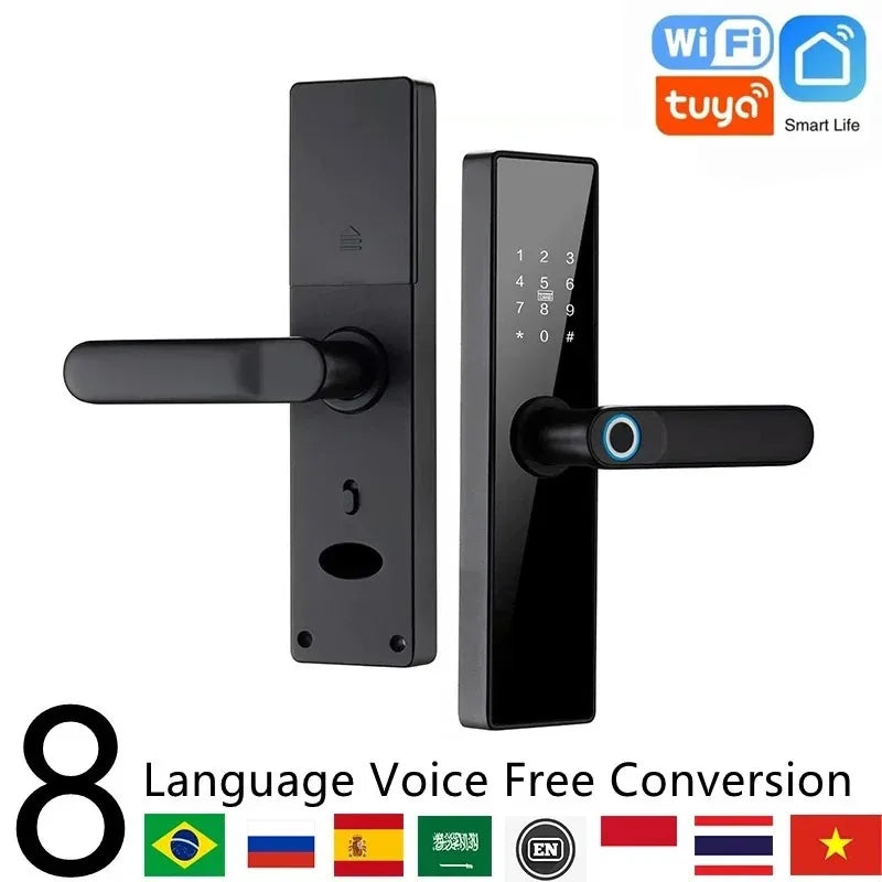 For Tuya Smartlife APP Remote Control Smart Fingerprint Password Lock Keyless Entry Fingerprint Security Handle Lock For Home