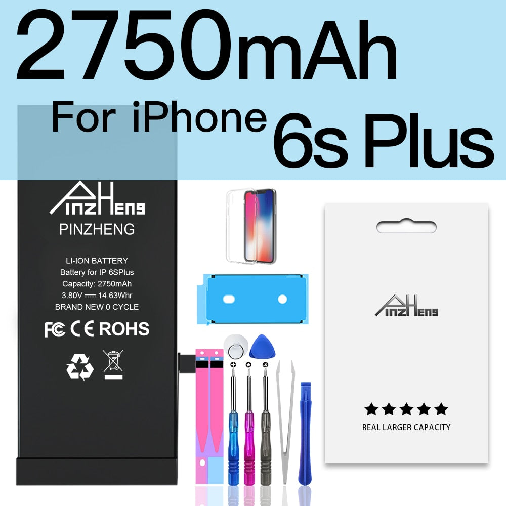 PINZHENG Original High Capacity Battery For iPhone 5S SE 5 6 6S 7 8 Plus Phone Replacement Batteries Warranty One Year Bateria