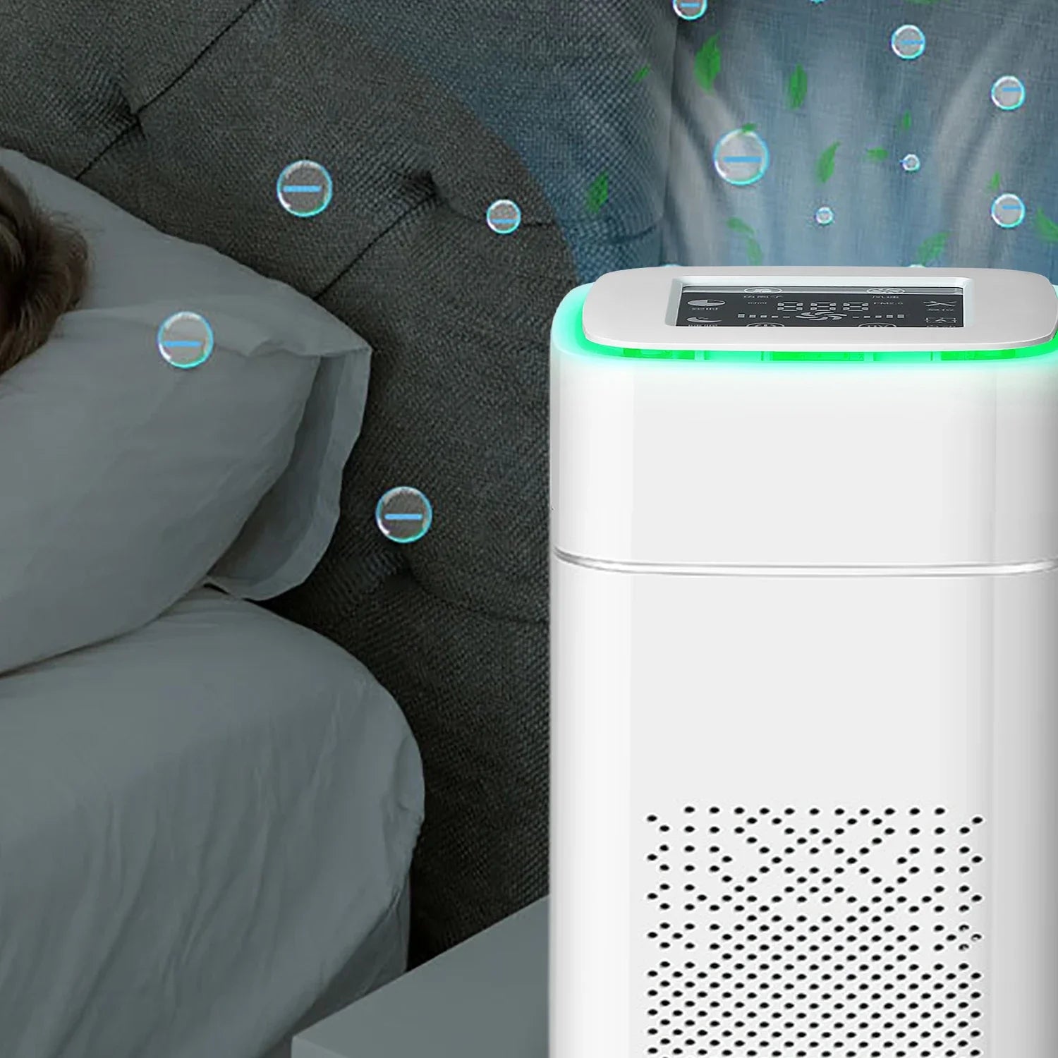 Air Purifier HEPA Negative Ions Generator Harmful PM2.5 Smoke Formaldehyde Gas Remover Eliminator for Bedroom with Night Light