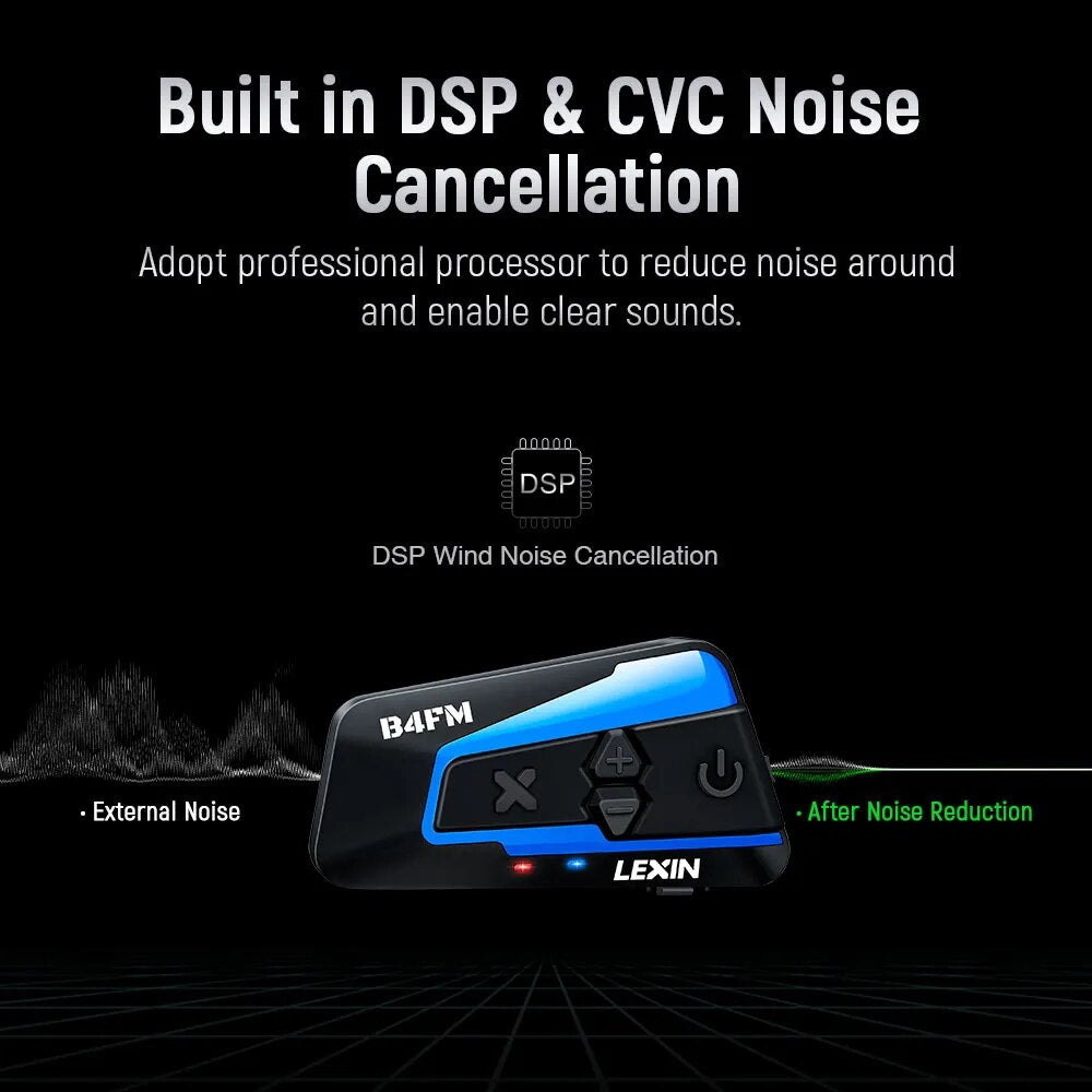 Lexin b4fm-x motorcycle intercom & helmet headset 10 Rider 2000m Bluetooth music sharing fast charging motorcycle intercom