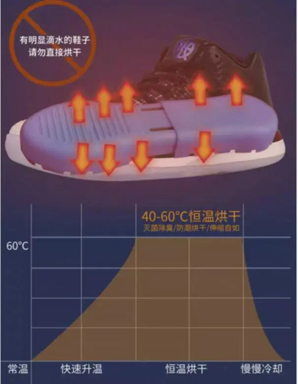 Electric Extensible Shoe Dryer 50-65℃ Deodorize Drying Sterilize Warm Shoes 17.5-20cm