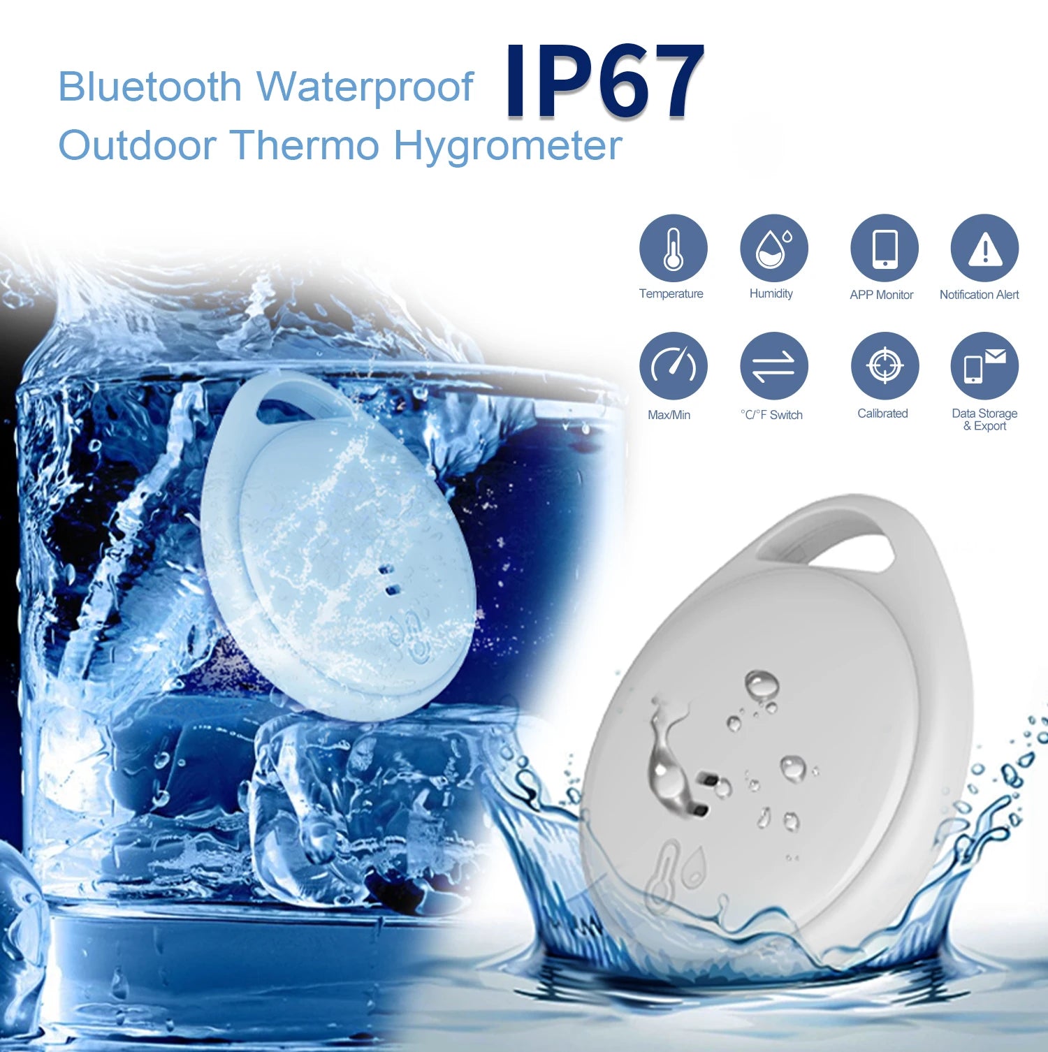 Outdoor Waterproof Bluetooth Temperature Humidity Sensor Wireless Thermometer hygrometer For Portable Fridge Cooler Bag Box