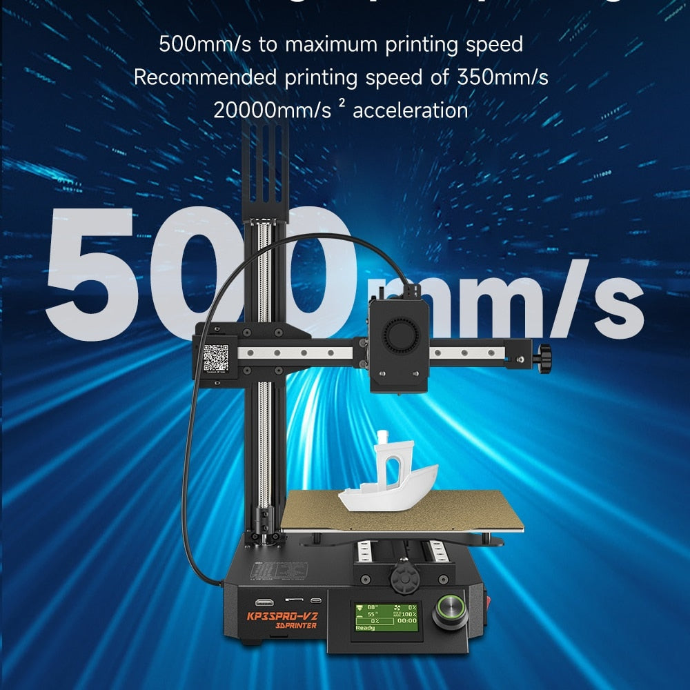KINGROON KP3SPRO V2 3D Printer Klipper Board Super Fast Printing Size 200*200*200mm Auto Leveling Upgraded KP3S Pro Touch Screen