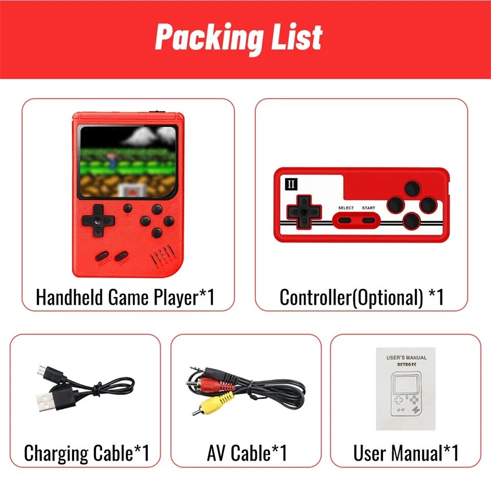 400 in 1 Video Game Console Retro Portable Mini Handheld Game 3.0 Inch Color Pocket TV Game Console Handheld Player
