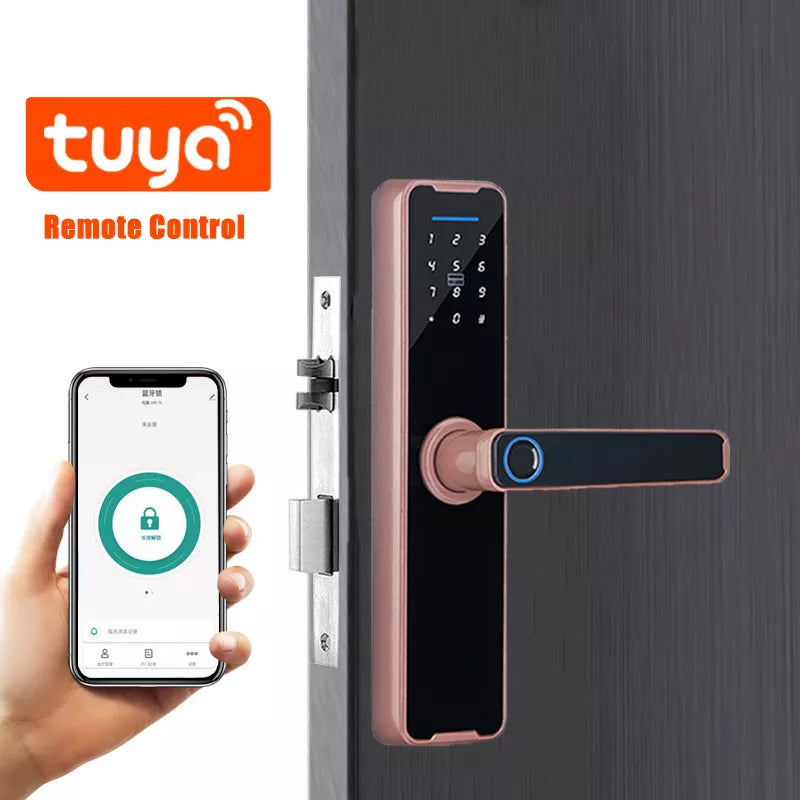PHIPULO Tuya App Biometric Fingerprint Locks Smart Door Lock Remote Unlocking Keyless Lock Digital Electronic Lock
