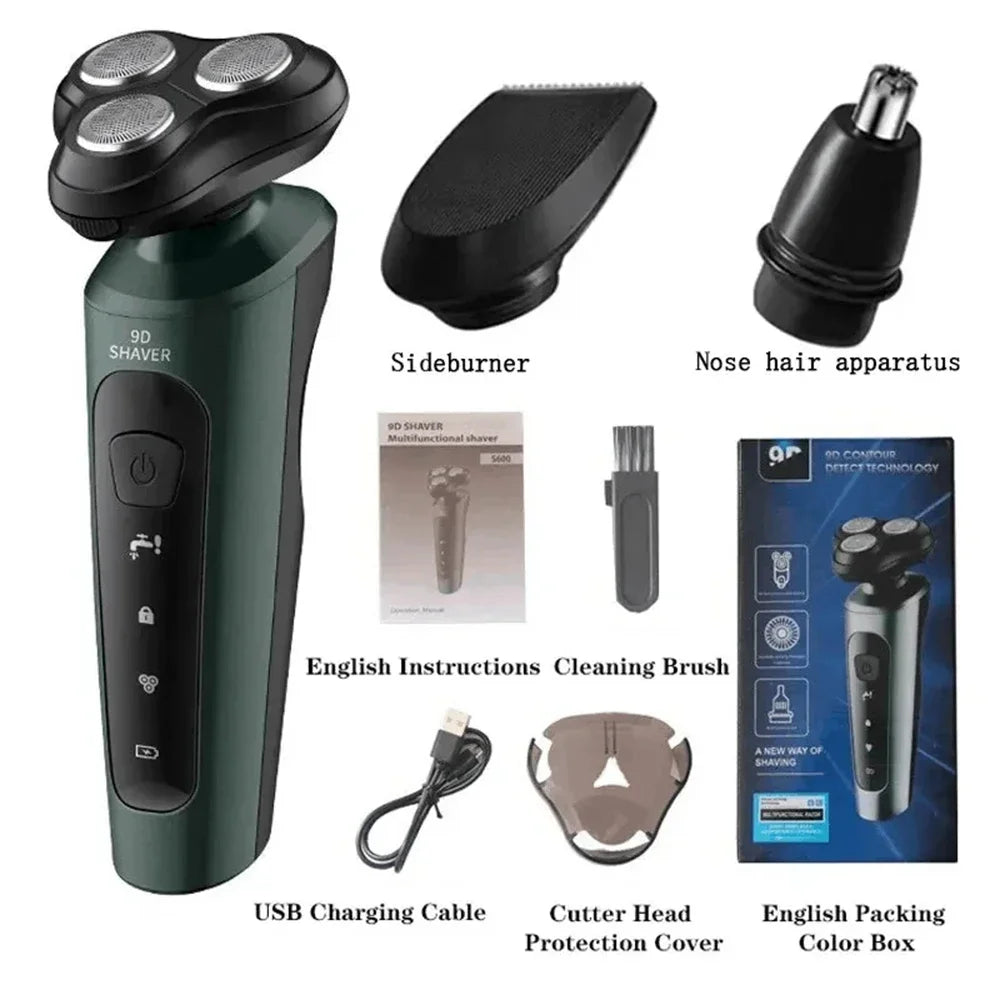 New 9D Electric Shavers for Men Waterproof Electric Trimmer Razor Wet Dry Use Rechargeable Shaving Multi Purpose Razor for Men