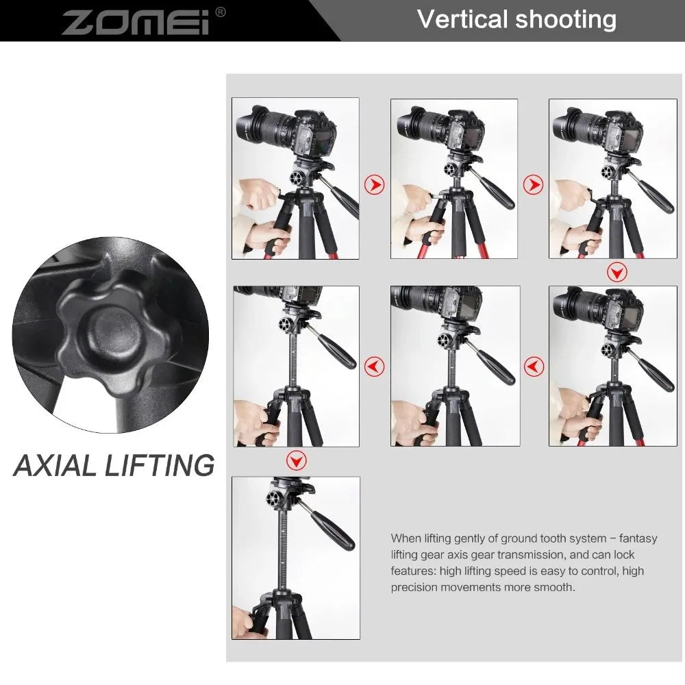 ZOMEI Q111 Professional Portable Travel Aluminum Camera Tripod&Pan Head for SLR DSLR Digital Camera Three Color