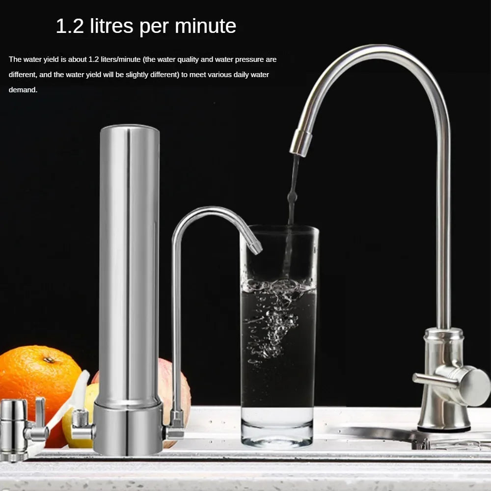 304 Stainless Steel Desktop Water Purifier Household Kitchen Descaling Chlorine Removal Replacement Ceramic Carbon Rod Filter