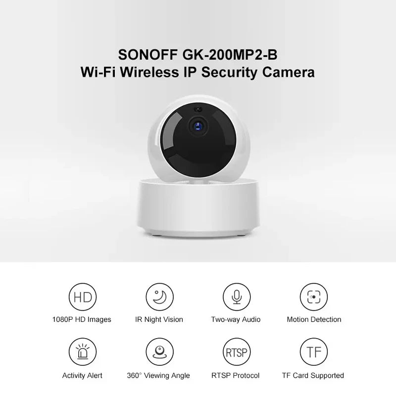 Sonoff GK 200MP2-B 1080P IP Camera WiFi Wireless Network CCTV Panoramic Camera 360 Degree Camcorder Video for Home Security