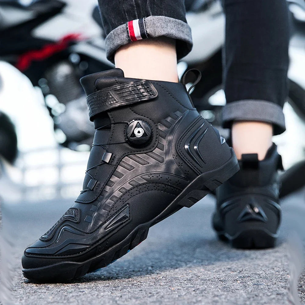 Motorcycle Boots Men Racing Shoes Riding Off-road Motorbike Breathable Black Durable Comfortable Unisex Highly Elastic Equipment