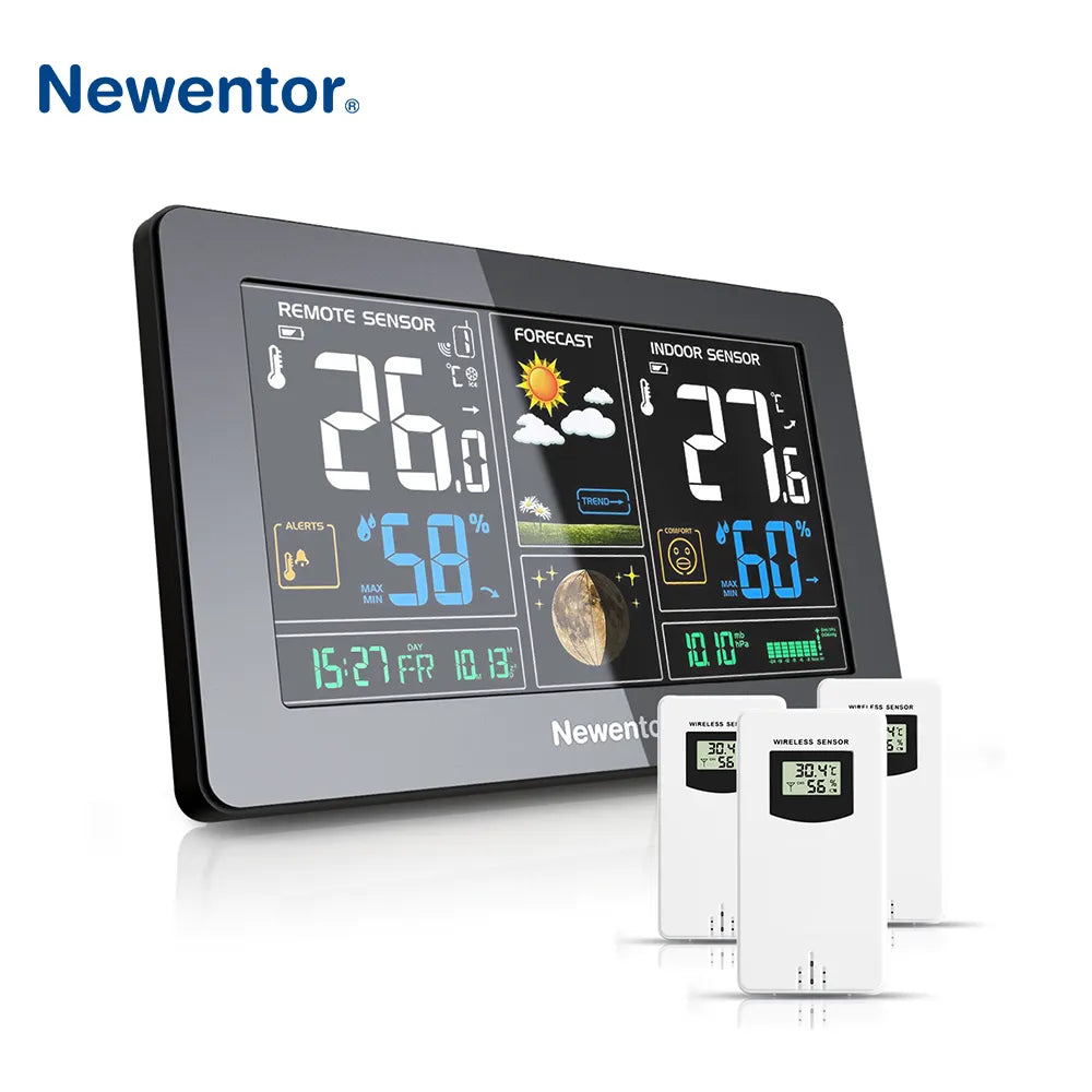 Professional Wireless Weather Stations Indoor Remote Sensors Digital Alarm Clock Time Calendar Hygrometer Humidity Temperature