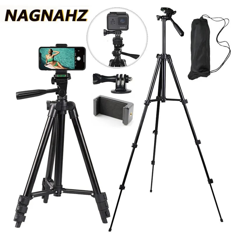 NA-3120 Phone Tripod Stand 40inch Universal Photography for Gopro iPhone Samsung Xiaomi Huawei Phone Aluminum Travel Tripode