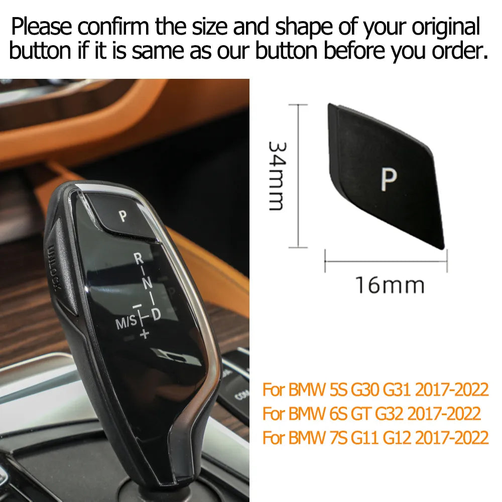 Car Gear Shifter Lever Auto Parking Letter P Button Cover Replacement For BMW 5 6 7 Series G30 G31 G32 G11 G12