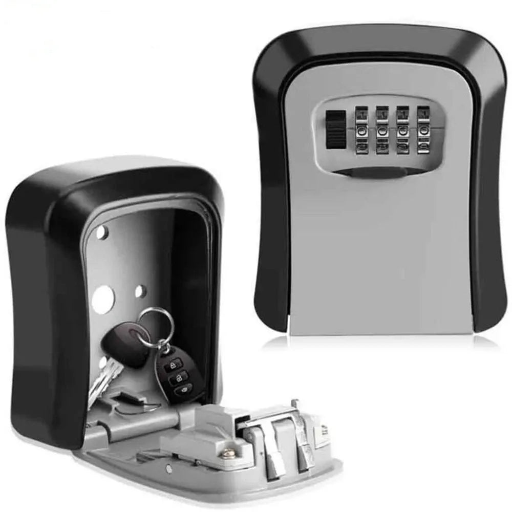 4 Digit Combination Key Lock Box Aluminum Wall Mounted Key Lockbox With Code For House Key Storage Security Protection