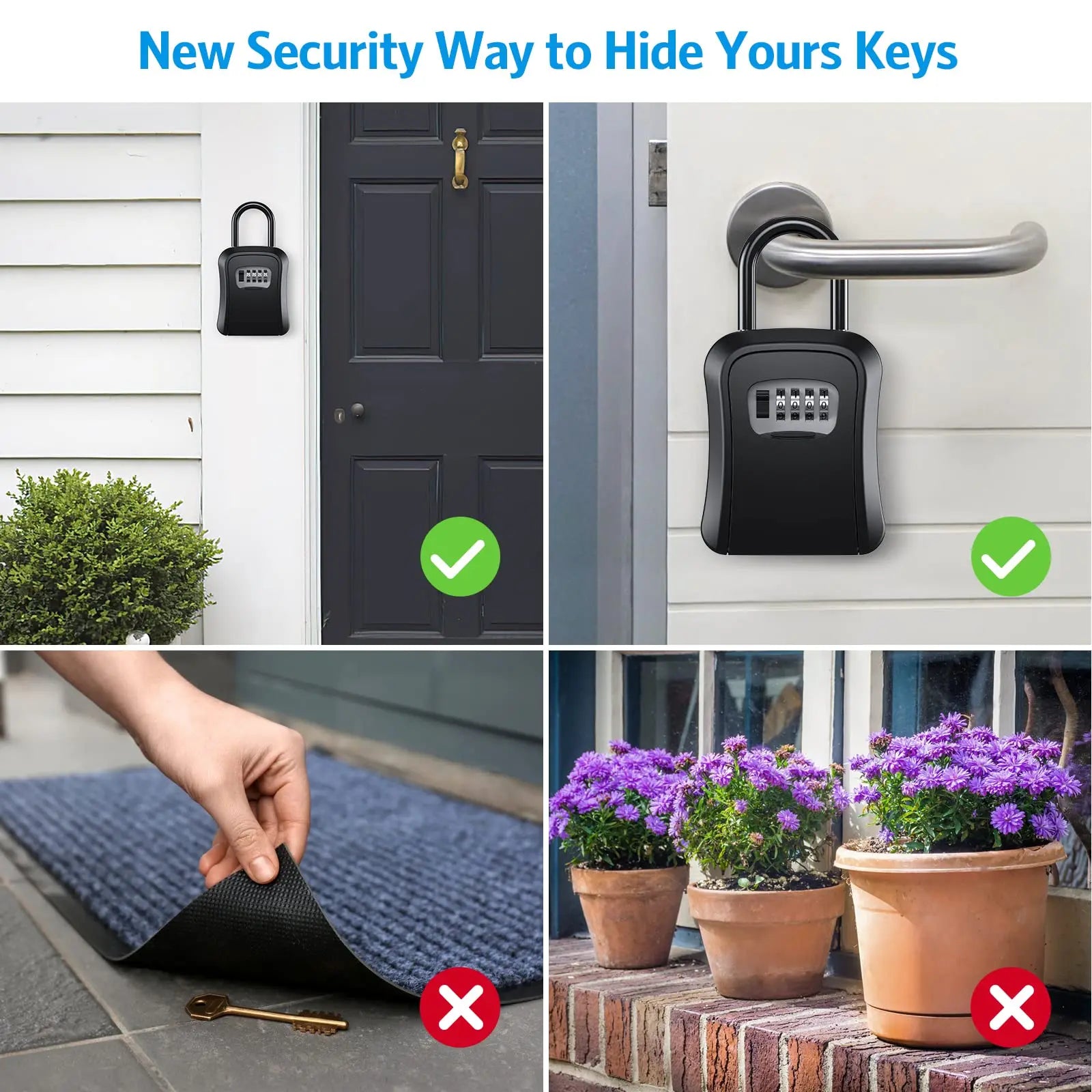 Password Key Box Outdoor Key Safe Box Secret Storage Wall Mounted Metal Hook 4 Digit Combination Security Protection caja fuerte