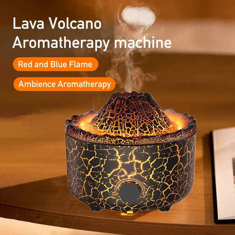 Volcano Lava Air Humidifier Aromatherapy Essential Oils Diffuser Remote Control Jellyfish Smoke Ring Flame Humidifier With Light
