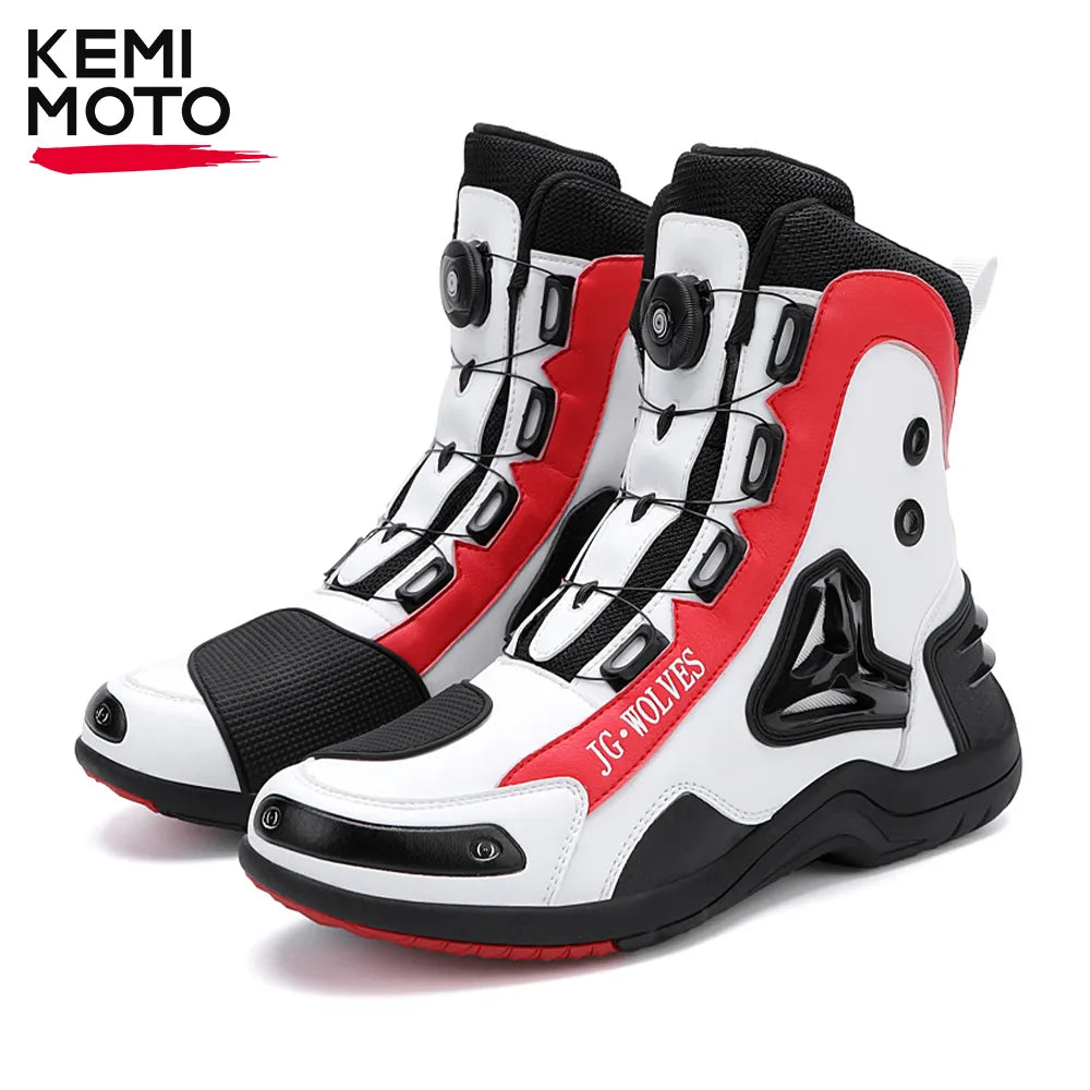 Motorcycle Men Boots Racing Shoes Riding Breathable Soft Boots Durable Off-road Motorbike Rubber Anti-kick protection Black TPU