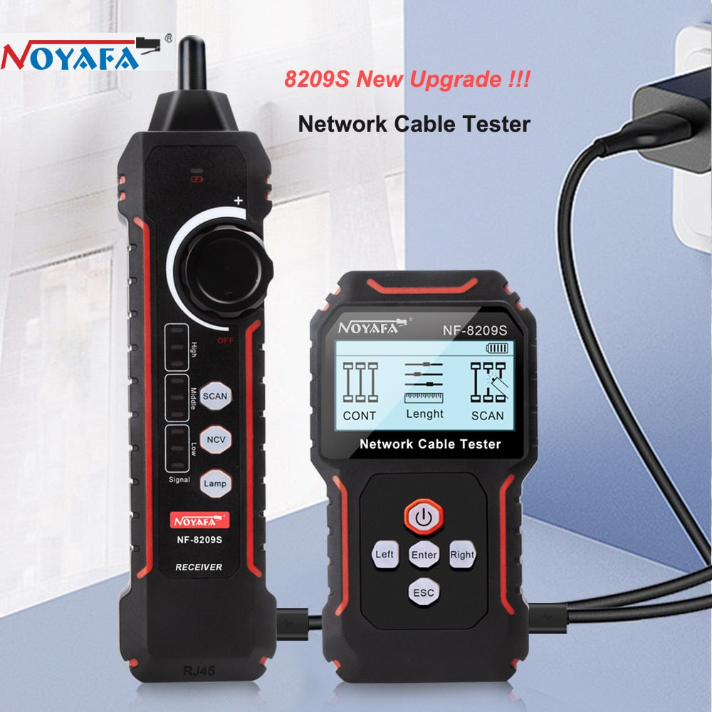 Network Cable Tracker NOYAFA NF-8209S Lan Measure Tester Network Tools LCD Display Measure Length Wiremap Tester Cable Tracker
