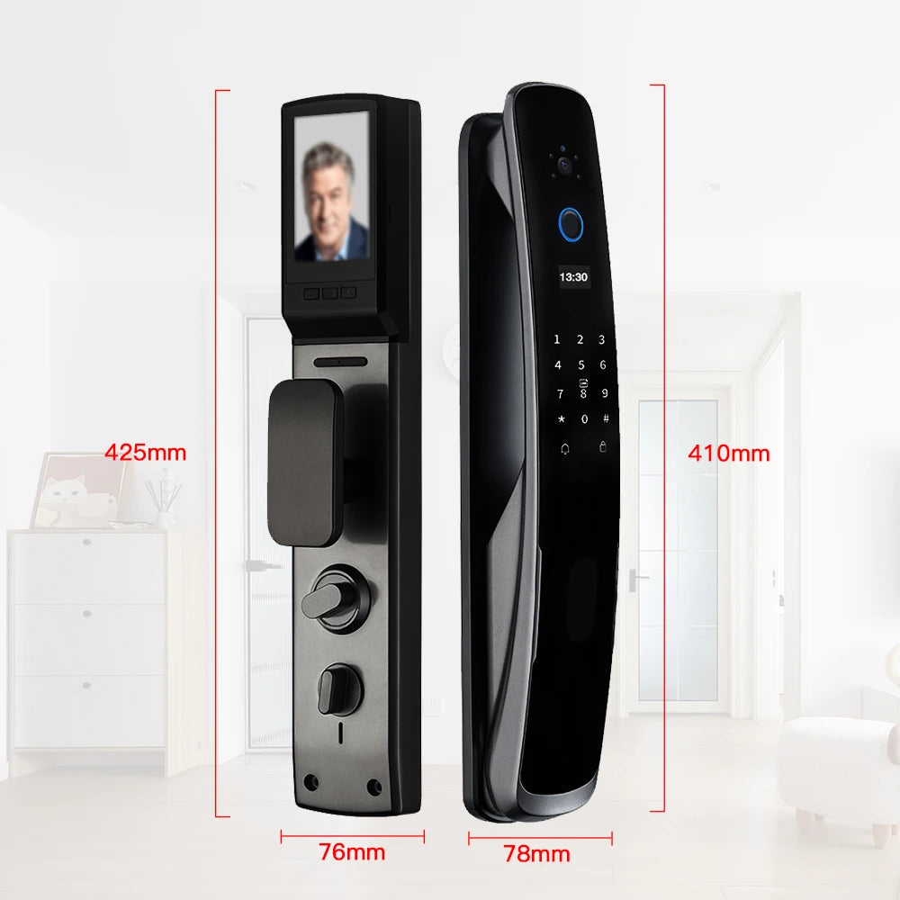 Tuya APP Zigbee Remote Control Cat Eye Door Lock With Camera Fingerprint Key Card 6 Ways Unlock Built in Rechargeable Battery