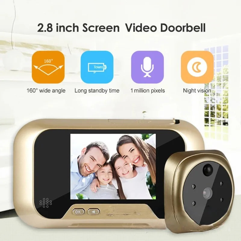 Home Office Security Camera 3 inch Screen Peephole Camera Night Vision Wide Angle Digital Viewer Monitor Video Record Door Bell