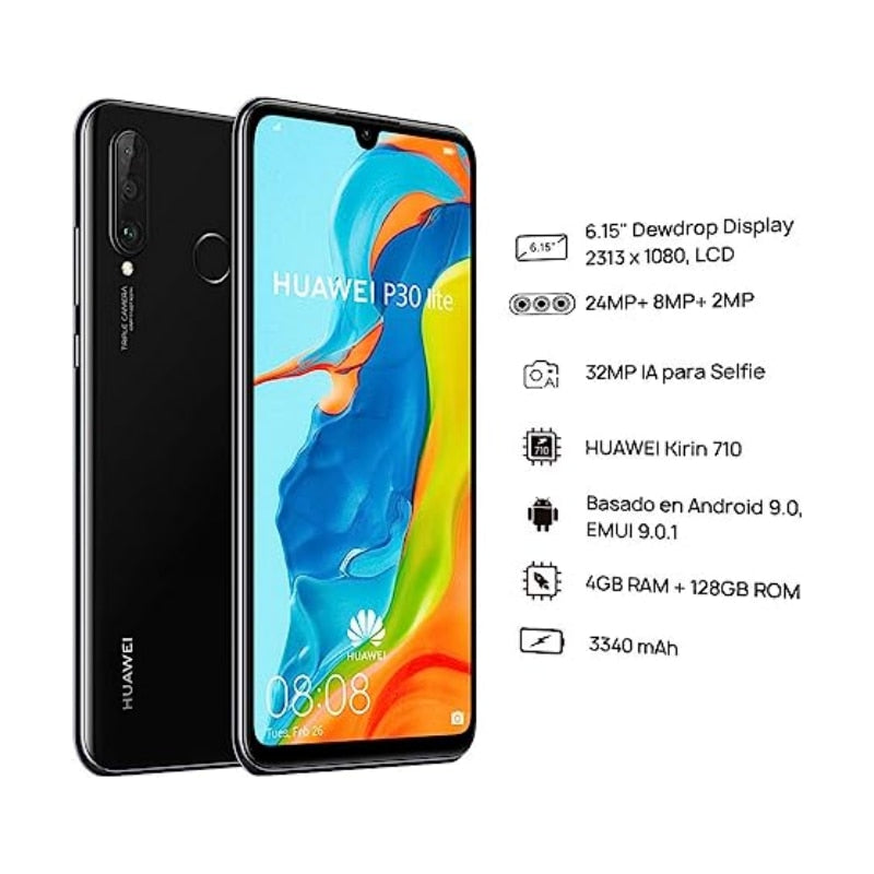Huawei P30 Lite Smartphone Android 128GB 4GB RAM 6.15" Display AI Triple Camera 48MP+32MP Selfie Global Unlocked Mobile phones
