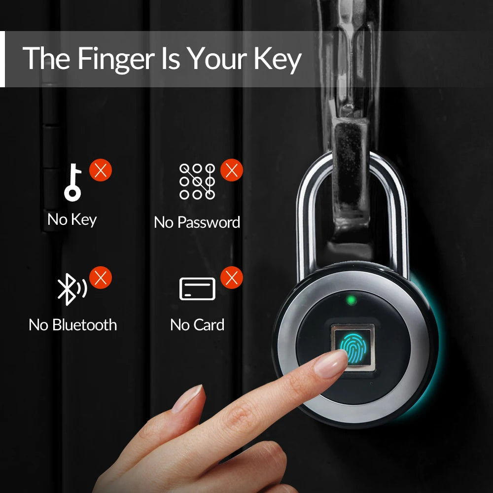 JWM Fingerprint Padlock, Keyless Smart Fingerprint Gym Lock for Locker with 5000N Tensile