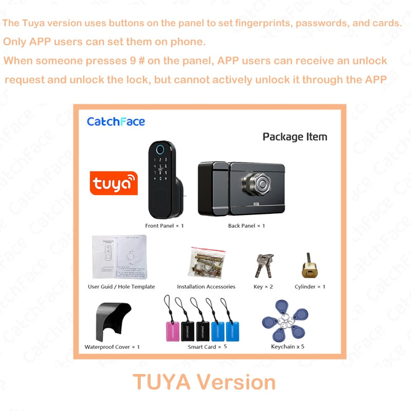 Gate Automatic Lock Fingerprint Waterproof Outdoor Garden Lock Remote Control TTLock TUYA App Code Keyless Smart Door Lock 12V