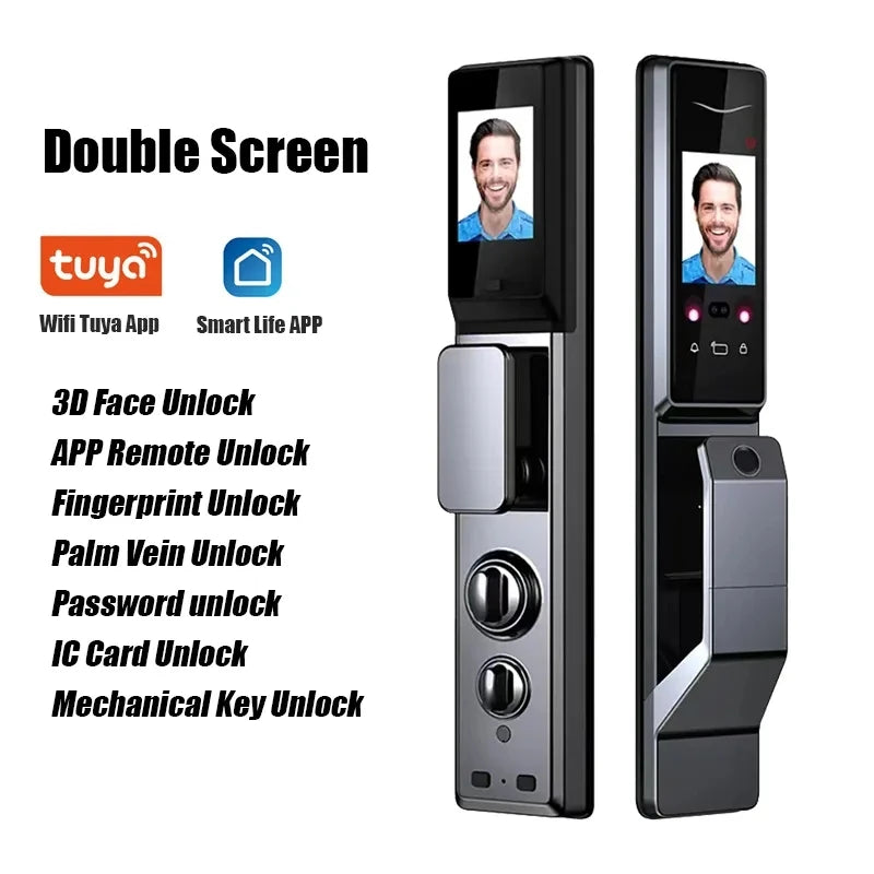 TIAGO Wifi Tuya APP Face Recognition Smart Door Lock With Camera Video Call Voice Intercom Digital Door Lock Automatic Door Lock