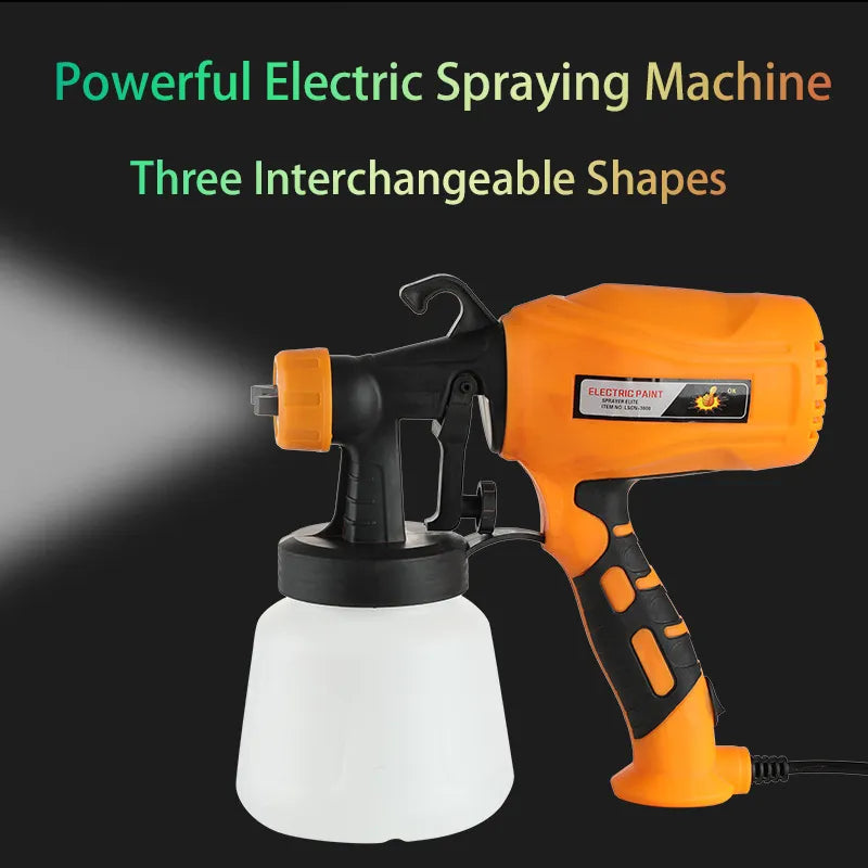 500W Portable Electric Spray Gun 900ml Flow Control Three Adjustable Nozzle for Furniture/Walls/Fences Household Paint Sprayer